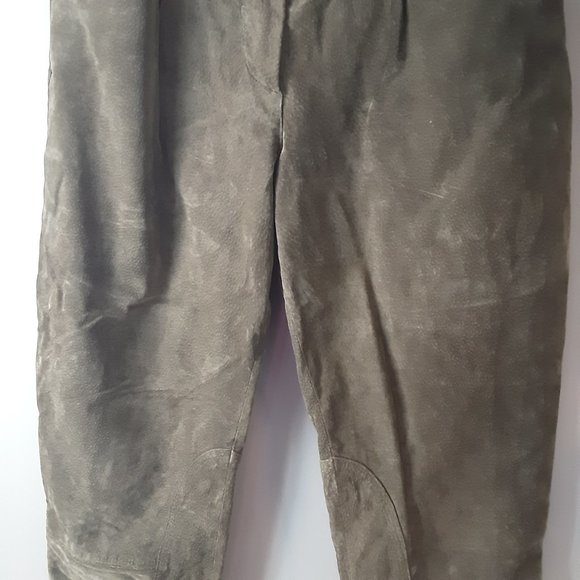 Vintage Khaki Suede Pants, High-Waisted Pleated. Size Small / 7 - Picture 4 of 13